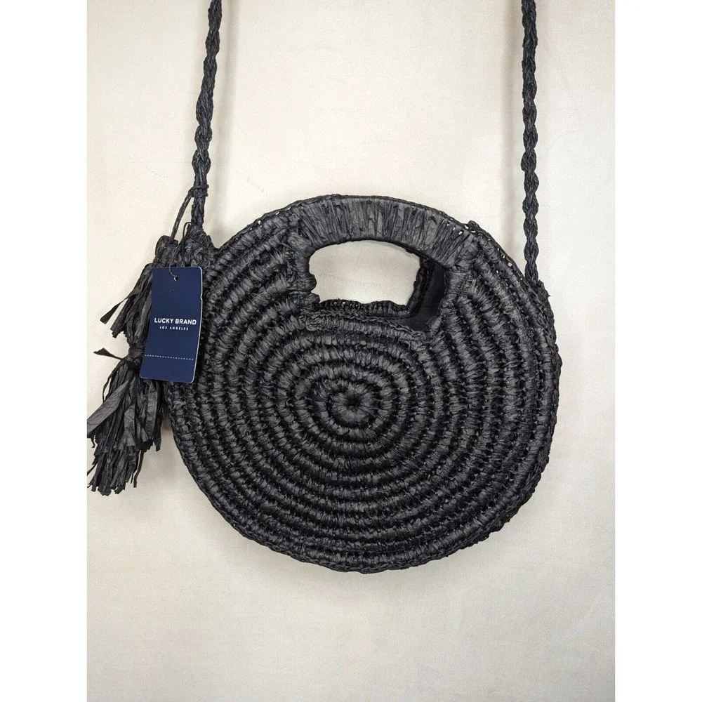 NWT Lucky Brand Black Woven Crossbody Bag - Picture 3 of 11